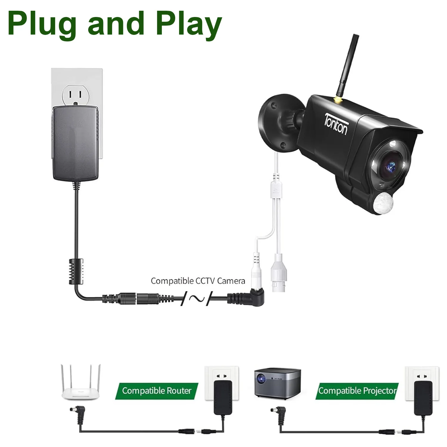 Cable de extensión de alimentación CC, 5,5mm x 2,1mm, ángulo recto de 90 grados, adaptador macho a hembra, cámara de seguridad de vigilancia CCTV, tira LED - imagen 4