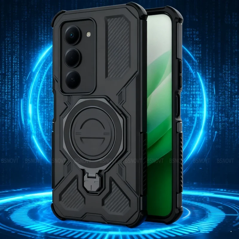Para funda Xiaomi Redmi 15 funda Xiaomi Redmi 15 nueva a prueba de golpes atracción magnética anillo de adsorción soporte Fundas Xiaomi Redmi 15