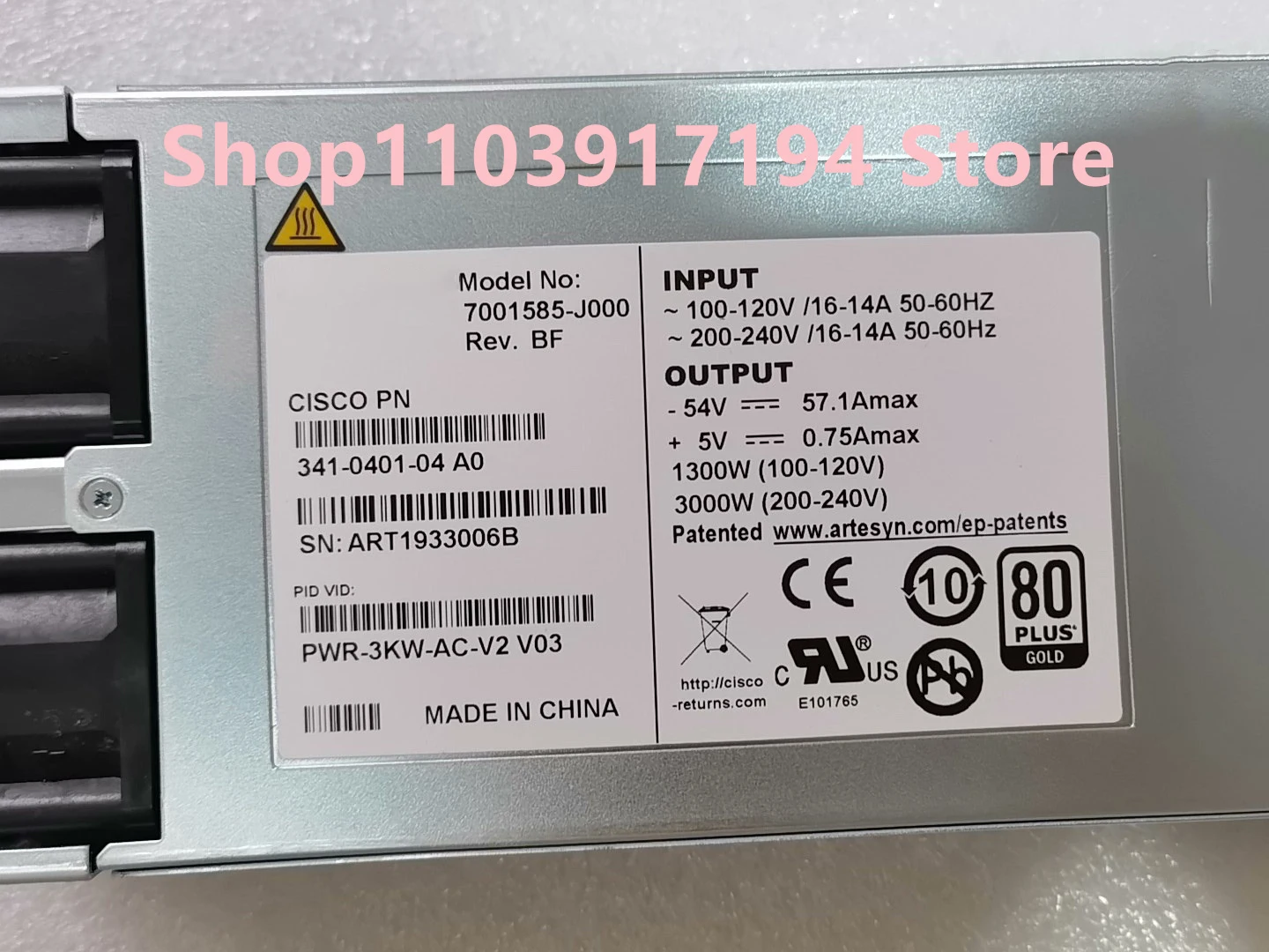 ASR 9000 PWR-3KW-AC-V2 V03 7001585-J000 341-0401-04 A0  Power supply - imagen 2
