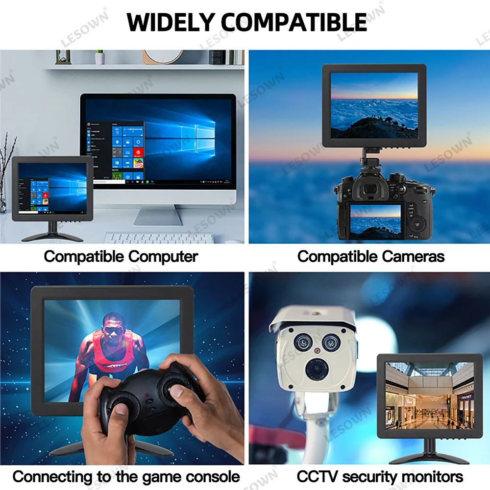 LESOWN-Monitor LCD para seguridad del hogar, pantalla pequeña de 12 pulgadas, 4:3, 1024x768 HD, táctil, VGA, HDMI, AV, BNC, interfaz USB, para estacionamiento, PC - imagen 4