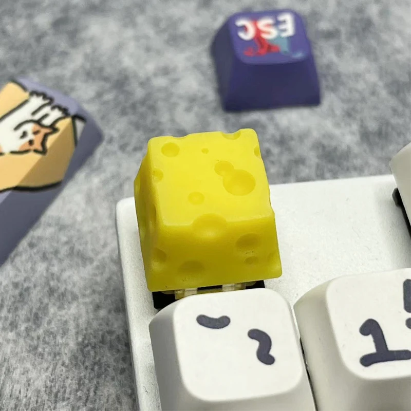 Botón de teclado mecánico de ratón personalizado hecho a mano con tapa de queso, tecla de eje transversal ESC amarillo - imagen 5