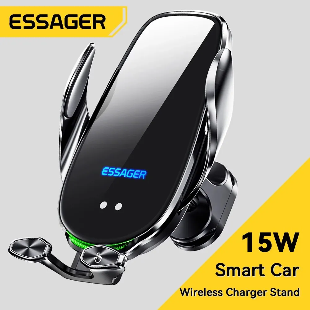 Essager-cargador inalámbrico inteligente para coche, soporte de salida de aire para iPhone 14, 13, 12, Xiaomi, Huawei, carga rápida, 15W