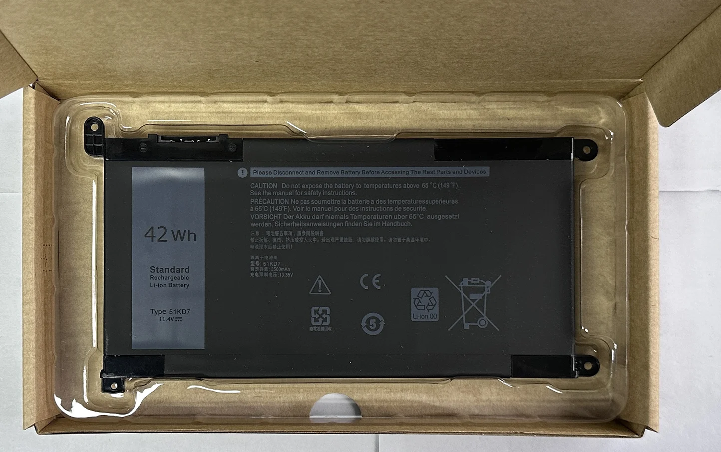51KD7 11,4 V 42WH batería del ordenador portátil para DELL Latitude Chromebook 11 3180 3181 3189 FY8XM Y07HK - imagen 2
