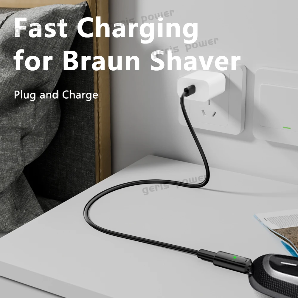 Adaptador de cargador de afeitadora USB C de 12V, convertidor de carga para Braun Series 3 5 7 9 6 1 XT5, conector de alimentación de CC tipo C a CC - imagen 3