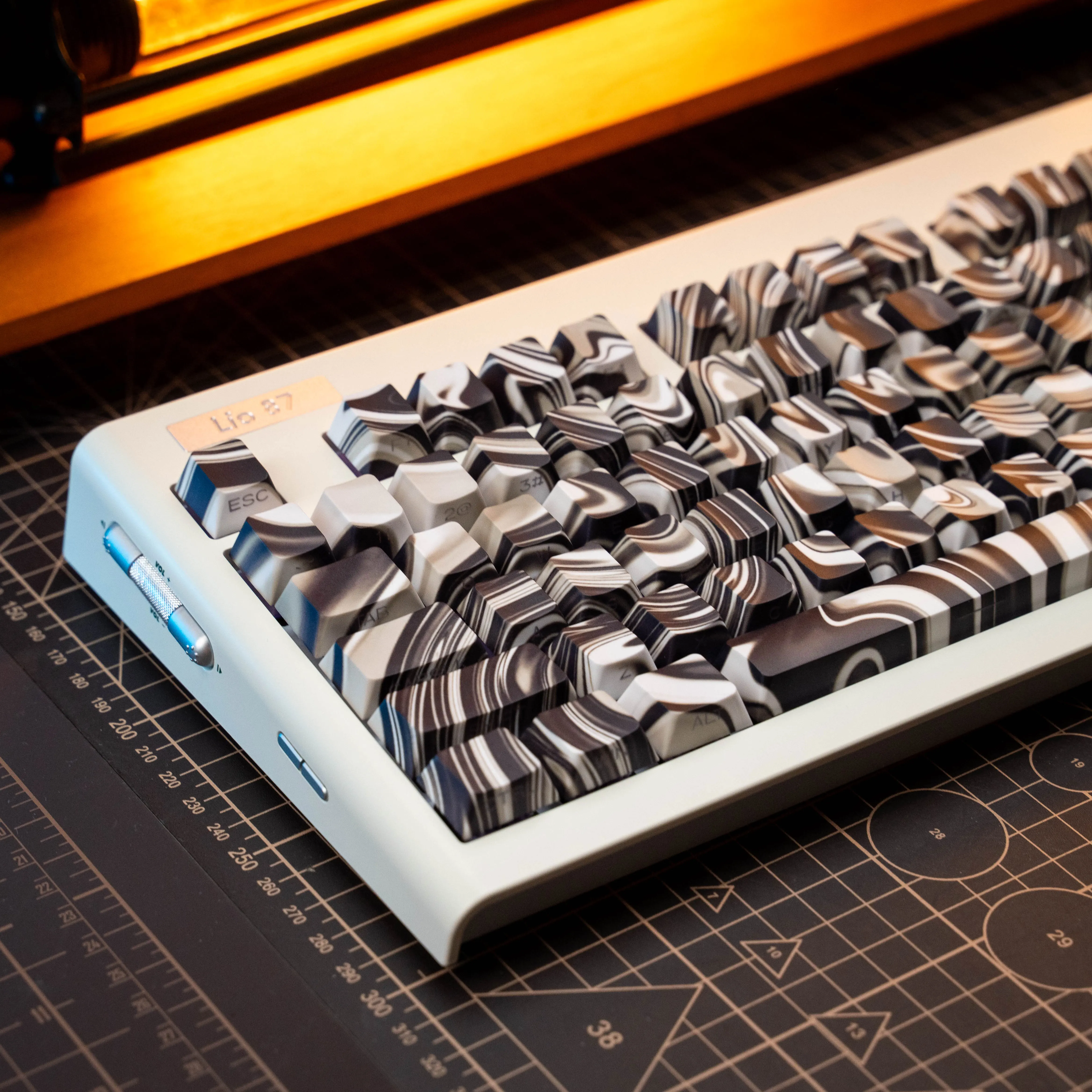 Teclas translúcidas con grabado lateral, teclas de estilo chino Retro manchadas de Pbt de cereza, tema desordenado, personalizadas, 120 teclas