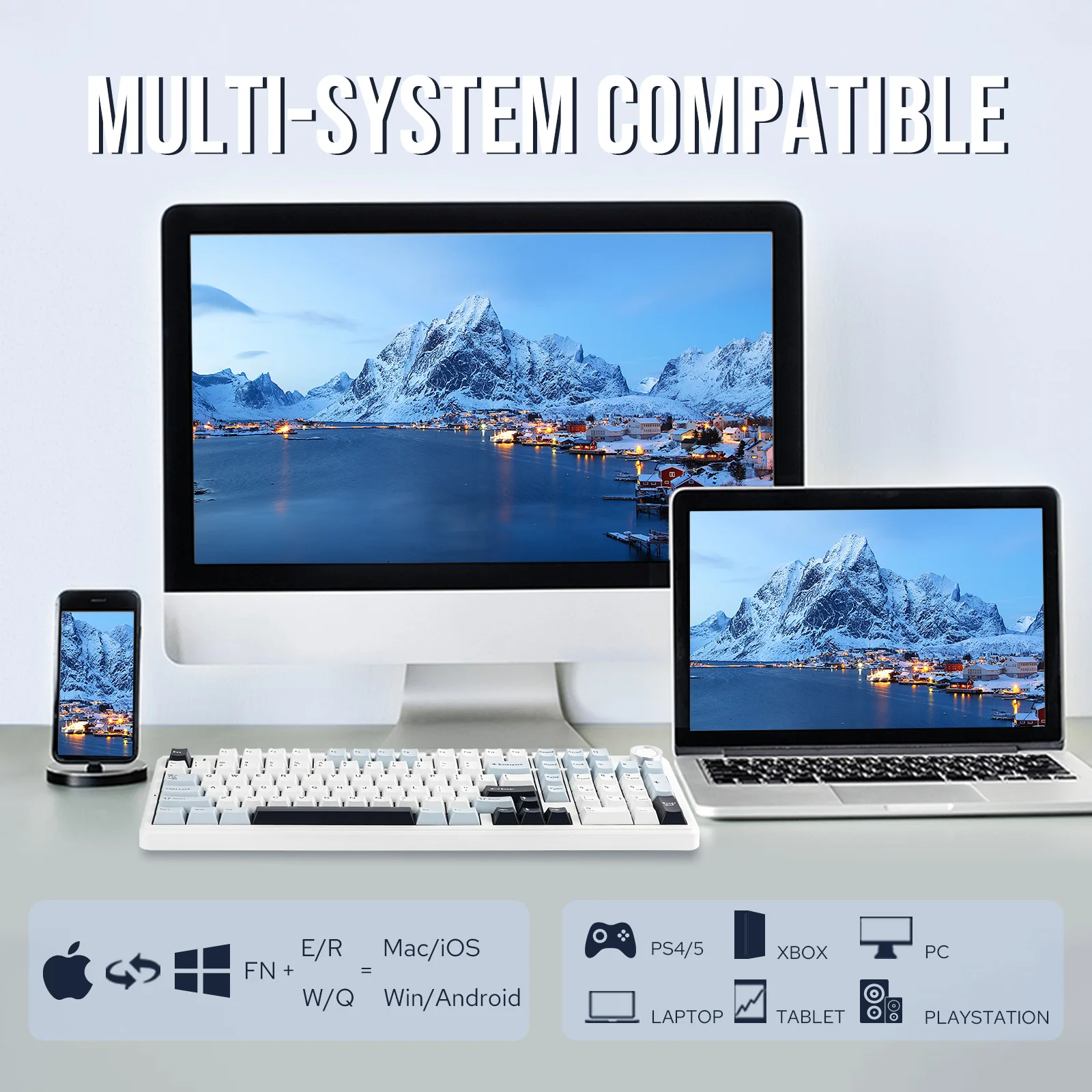 AULA F99 PRO Teclado mecánico inalámbrico tipo C/Bluetooth/2,4 GHz con cable montado en junta intercambiable en caliente con diseño 96% para Mac/Win - imagen 5