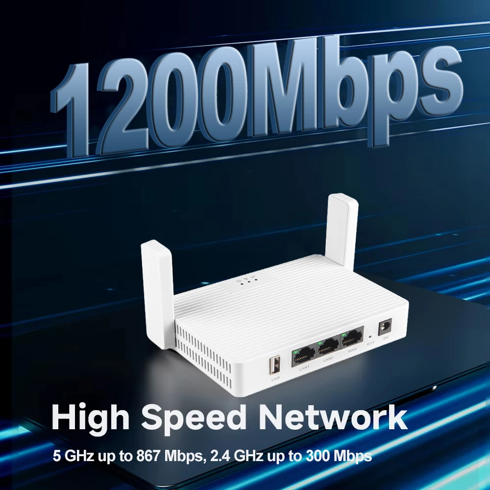 Enrutador WiFi de 1200Mbps de doble banda 2,4G/5GHz Gigabit Lan enrutador inalámbrico compatible con antena VPN 2 enrutador de señal fuerte para teléfono portátil - imagen 2