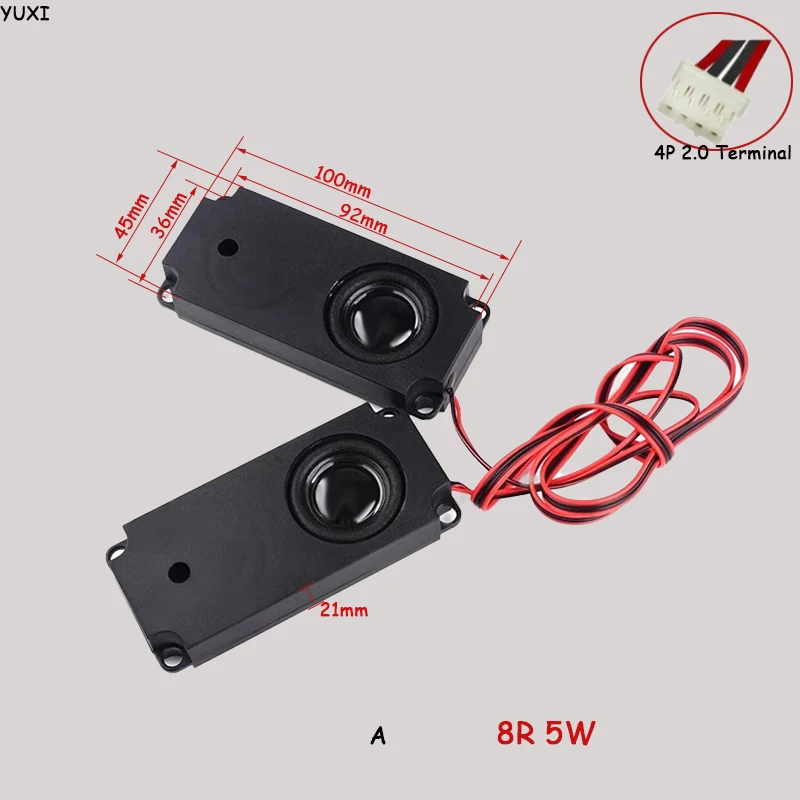 YUXI-altavoz de 2 piezas para TV LCD, accesorios de amplificador para 45100/3370/3070, 4 Euro, 8 Euro, 2W/3W/5W/10W, 2 pines, 4 pines, PH2.0 - imagen 2