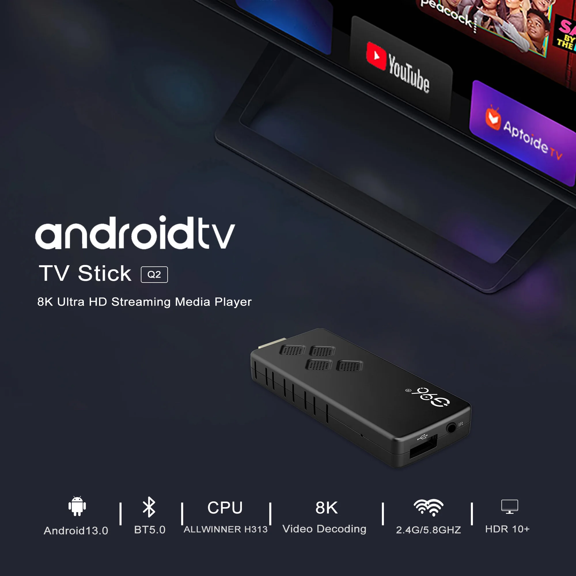 Versión global G96 TV Stick Android13 Smart TV Stick 4K HDR10+ Google Asistente Dual 2.4G5GWIFI YouTube Streaming Media Playerq2 - imagen 2