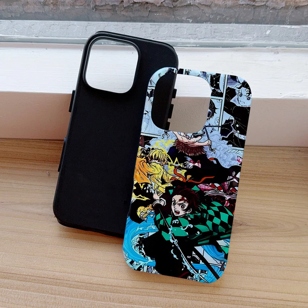 Funda de teléfono Anime Demon Slayer para iPhone 16, 15, 14, 13, 12, 11 Pro Max Plus, funda trasera magnética de lujo de doble capa - imagen 4