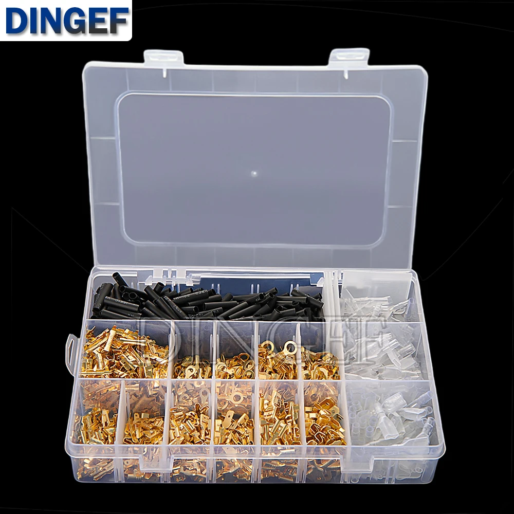 Kit de terminales de engarzado de cable, 1050 Uds., 2,8/4,8/6,3mm, conectores de pala macho hembra, Terminal redondo, funda aislada, caja de Conector eléctrico - imagen 3