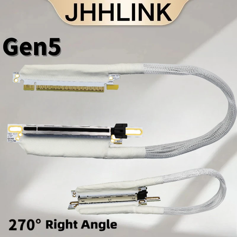 Tarjeta gráfica PCIE 5,0 X16 blanca Cable de extensión GPU Chapado en plata PCI-E 5,0 X16 GEN5 64GT \ S Cable elevador Cable de servidor de alta velocidad - imagen 2