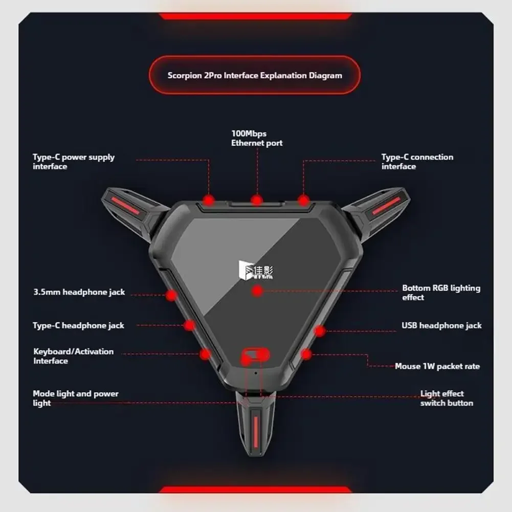 Convertidor de teclado y ratón Scorpion 2 Pro, 100mbps, mejora el señal de transmisión del puerto de red, reduce el retardo para Android 10+ para PUBG - imagen 5