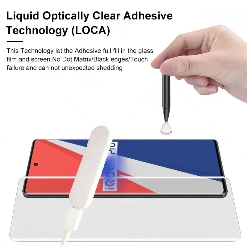 Protector de pantalla UV para VIVO X100Ultra X100SPro película de vidrio templado X60 X70 X80 X90 Pro Plus + funda de película protectora para teléfono móvil - imagen 5