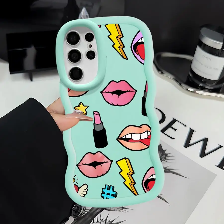 Funda de teléfono suave para Samsung Galaxy S25 S22 Ultra S24 + S20 FE S25 + S21 S24 S23 Plus labios de moda - imagen 2