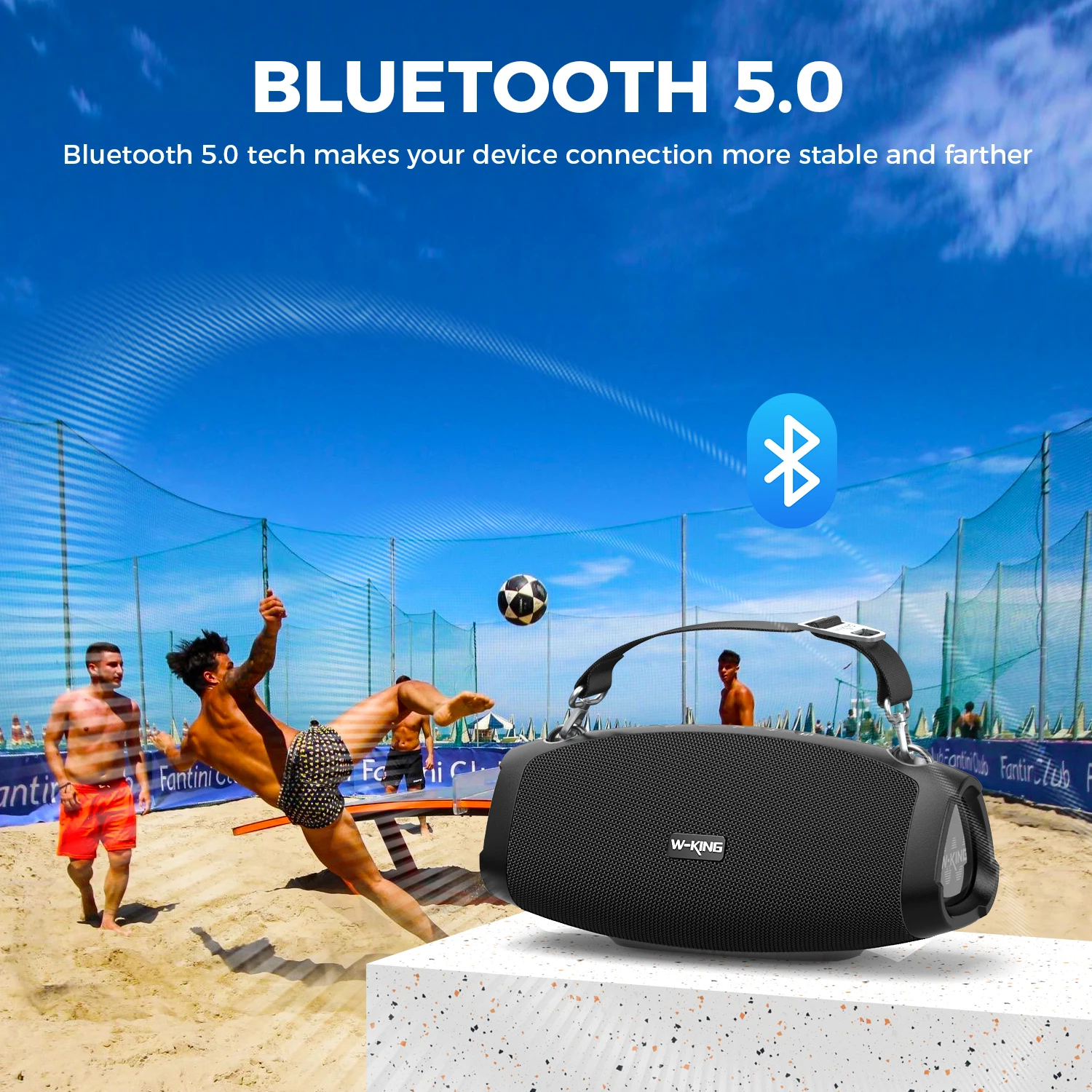 W-KING Altavoz Bluetooth portátil resistente al agua de 70W, subwoofer Boombox inalámbrico para exteriores, radiadores pasivos triples, graves profundos - imagen 3