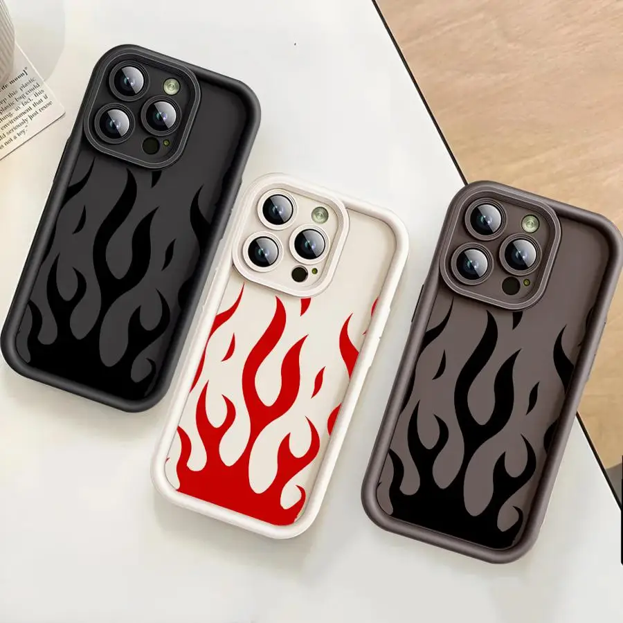 Interesante funda suave para teléfono Fire para iPhone 14 XS XR 16 Plus 11Pro 12 Mini 13 Pro MAX 15 Plus 11 16e
