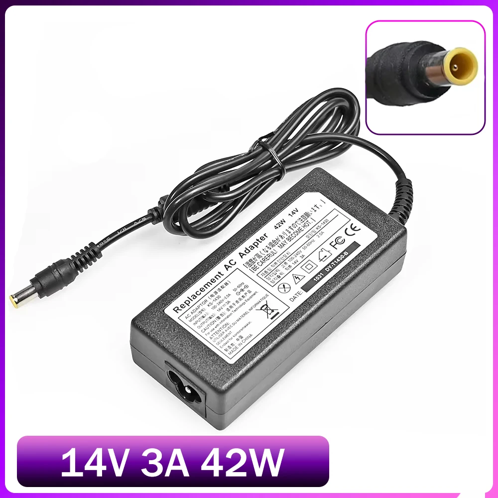 Fuente de alimentación 14V 3A AC adaptador cargador para Samsung LCD Monitor a2514 _ DPN A3014 AD-3014B B3014NC SA300 SA330 SA350 B3014NC F50