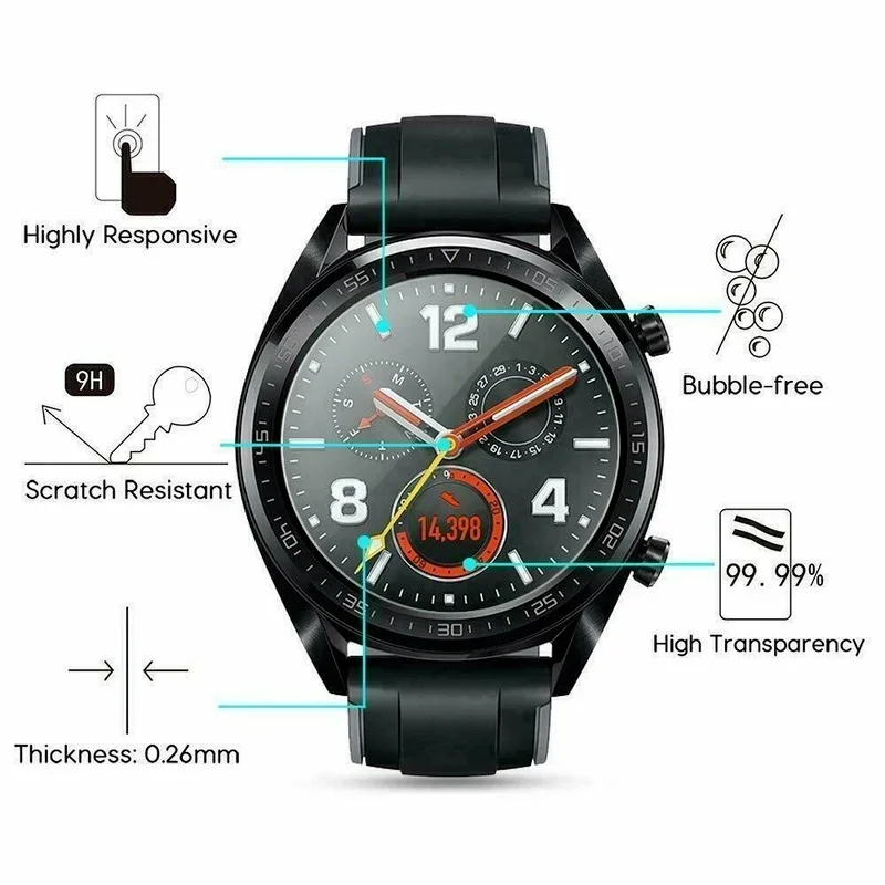 Películas para Huawei Watch GT 2 Pro, protectores de pantalla de vidrio templado, antiarañazos, a prueba de explosiones, 1-6 uds. - imagen 3