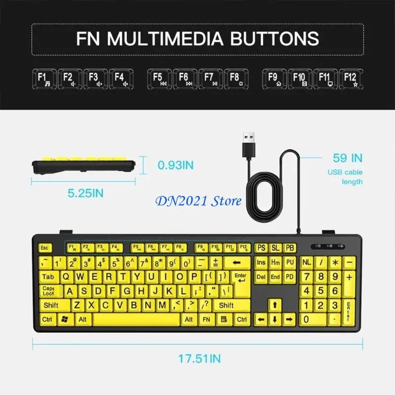 F3KE 104 keyas teclado computadora impresión mejoró visibilidad, operación rápida - imagen 2