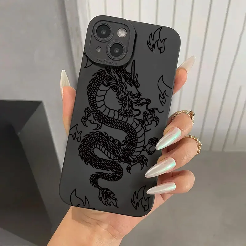 Funda silicona mate dragón negro
