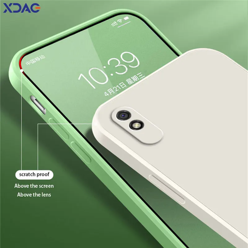 Funda trasera de silicona líquida cuadrada de lujo para Xiaomi Redmi 9, 9A, 9i, Sport Prime, funda protectora suave para cámara, fundas para teléfono Redmi9 - imagen 4
