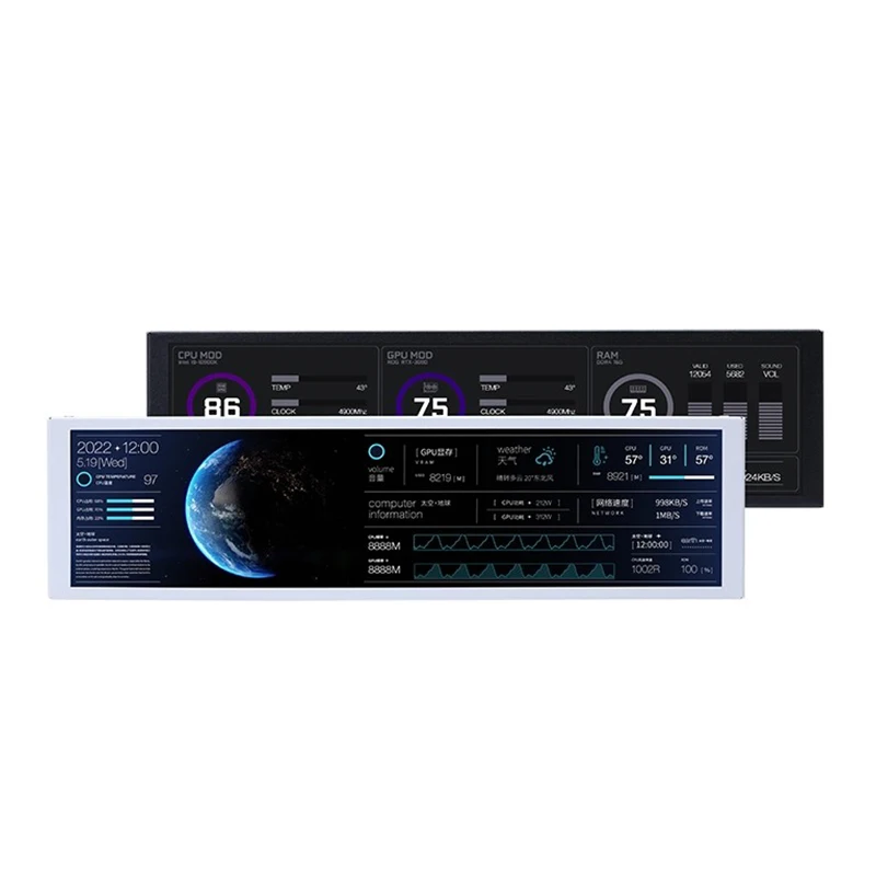 Turing-Smart Caja de computadora Pantalla IPS de 9,2 pulgadas USB tipo C, monitor de gabinete para jugadores de PC Monitoreo AIDA 64 libremente, negro/blanco - imagen 4