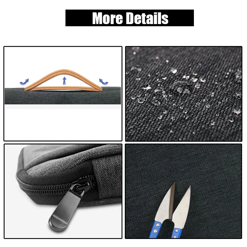 Bolsa impermeable para ordenador portátil, funda de 13, 13,3 y 15,6 pulgadas para Macbook Air Pro, bolso de mano para hombre y mujer - imagen 5