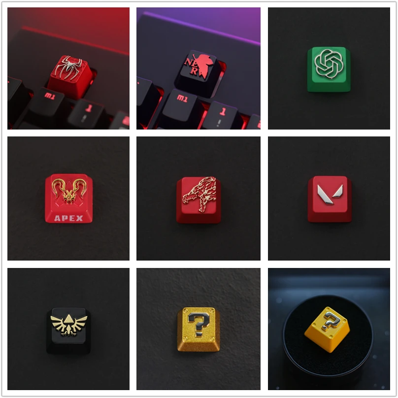 Keystone-tapa de aleación de aluminio y Zinc, altura R4, relieve estereoscópico, para teclado mecánico MX Switch, 1 unidad