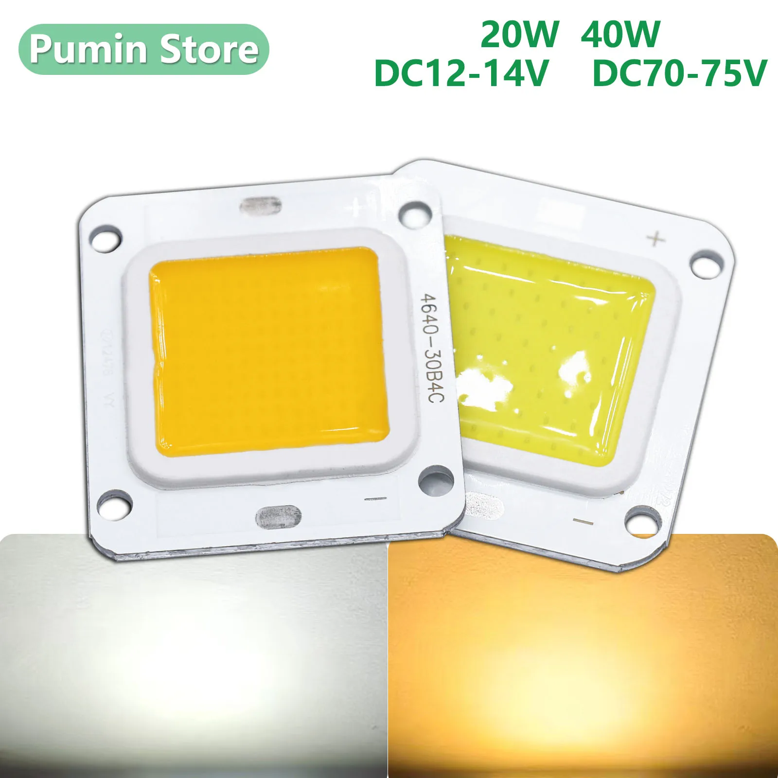 DC12V LED COB Chip DC70V 14V Superpotencia 20W 40W aluminio para reflector fuente de luz accesorios iluminación exterior blanco frío - imagen 2