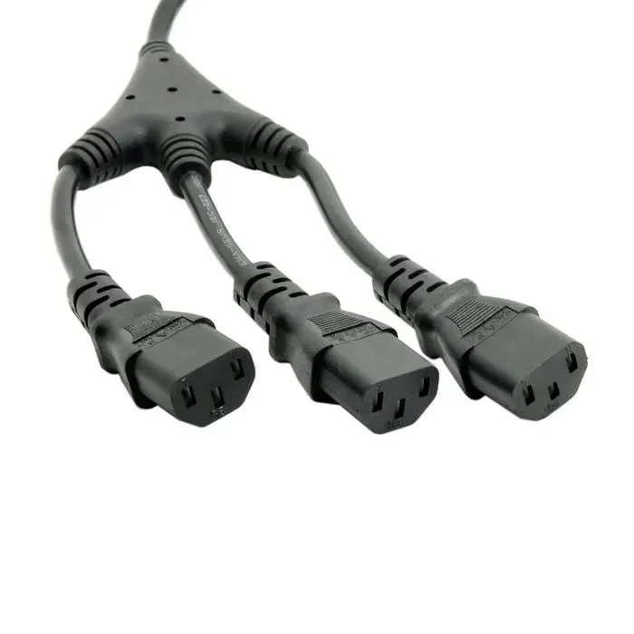 Cable de extensión de alimentación divisor tipo Y hembra IEC C14 macho a 3 tres IEC C13 20cm - imagen 3