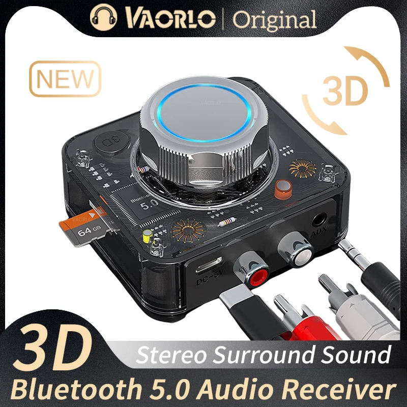 Receptor de Audio Bluetooth 5,0, adaptador inalámbrico de sonido estéreo 3D, compatible con tarjeta SD TF, reproducción RCA, conector auxiliar de 3,5mm para Kit de altavoz para coche - imagen 2