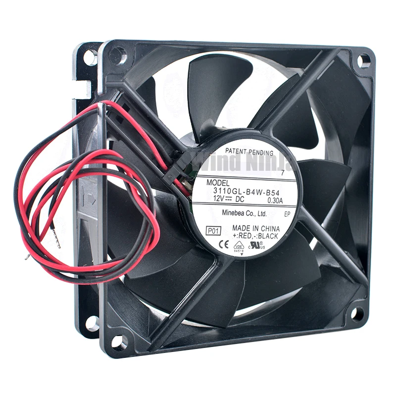Ventilador de refrigeración con rodamiento de bolas doble, 8cm, 80mm, 3110GL-B4W-B54, DC12V, 0,30a, 3400RPM, para chasis de fuente de alimentación, tamaño 80x80x25mm - imagen 2