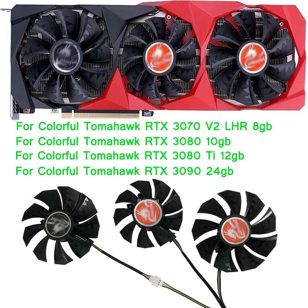 Enfriador de GPU, ventilador para tarjetas de vídeo, 3 unids/set, para Tomahawk RTX 3070 3080 3080Ti 3090 RTX3070 RTX3080 RTX3090 colorido - imagen 2