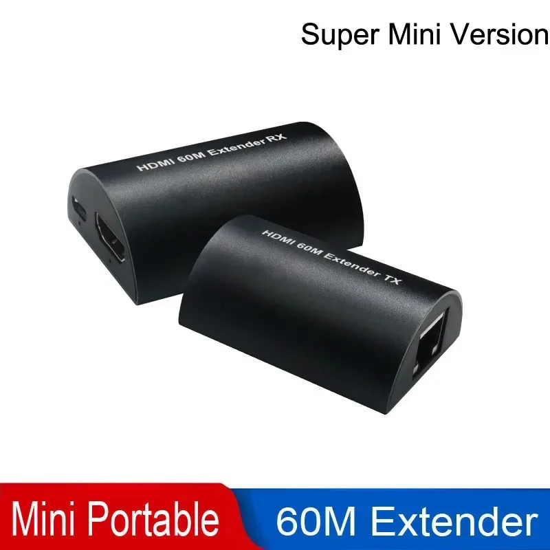 Extensor HDMI de 1080P y 60m sobre Cable Rj45 Cat5e Cat6, extensor Ethernet HDMI, convertidor de Audio y vídeo para DVD, portátil, PC a Monitor de TV - imagen 4