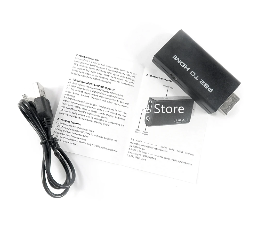 1 Juego de adaptador convertidor de Audio y vídeo compatible con PS2 a HDMI 480i/480p/576i con salida de Audio de 3,5mm compatible con - imagen 5