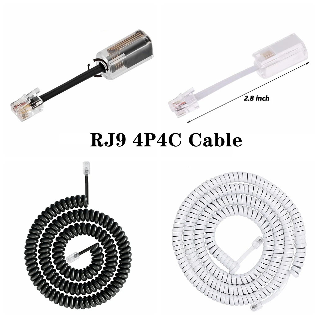 Cable de teléfono fijo RJ9 sin espiral, Cable de selección de 360 grados, accesorio de teléfono 4P4C