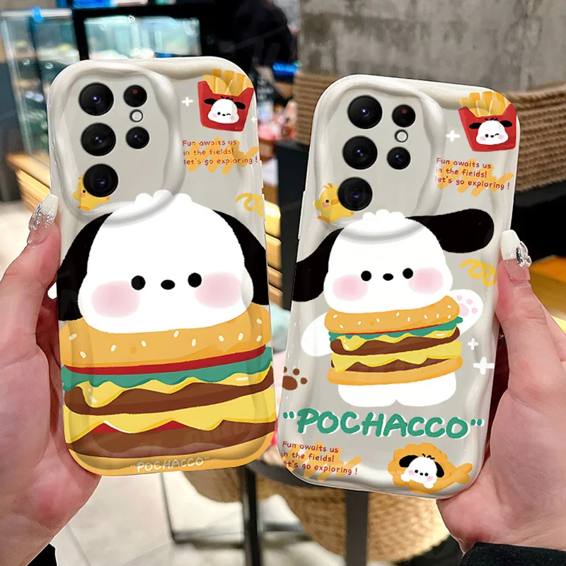 Funda bonita con ondas 3D de Hamburgo Pochacco para Samsung Galaxy S24 Ultra S23 S22 Plus S21 S20 FE A25 A55 A35 5g, funda de silicona a prueba de golpes