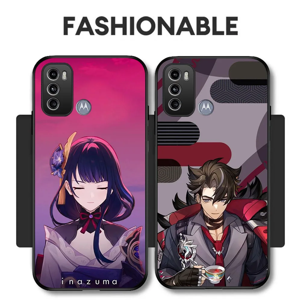 BD-28 Genshin funda negra para Moto G60 G60S G51 G30 G40 Fusion G71 G52 E32 G42 G41 - imagen 2