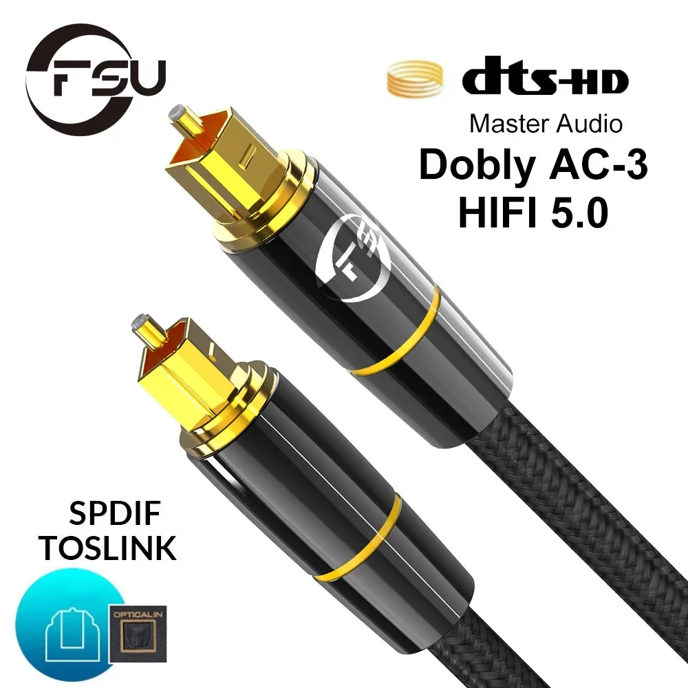 FSU-Cable de Audio HIFI 5,1 Digital SPDIF, Cable óptico de fibra Toslink para amplificador de reproductor Blu-ray de TV, 3m, 5m, 10m