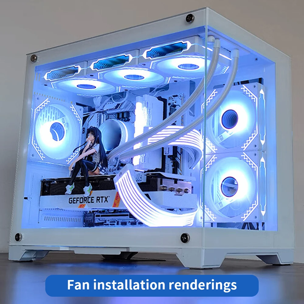 Aigo AIR12S Ventilador con cubierta PC Gamer ordenador 120mm RGB ventiladores PWM Enfriador de agua CPU Ventilador de refrigeración 3pin5v espacio ilimitado Argb Ventilador - imagen 4