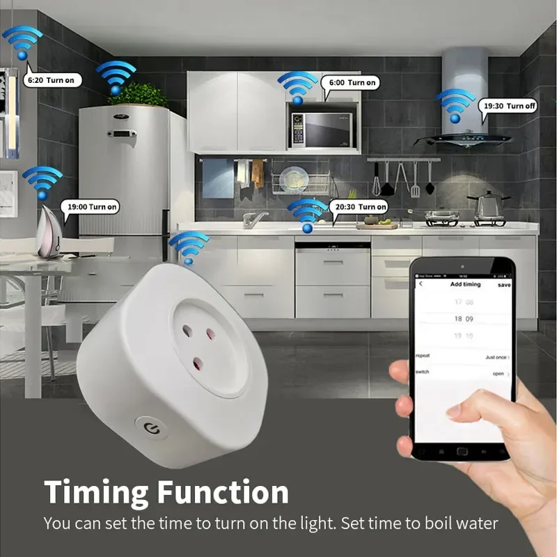 Enchufe inteligente WiFi 16A, enchufe de alimentación de Israel, aplicación Tuya, hogar inteligente para Alexa, asistente de Google Home, función de sincronización de Control de voz - imagen 3
