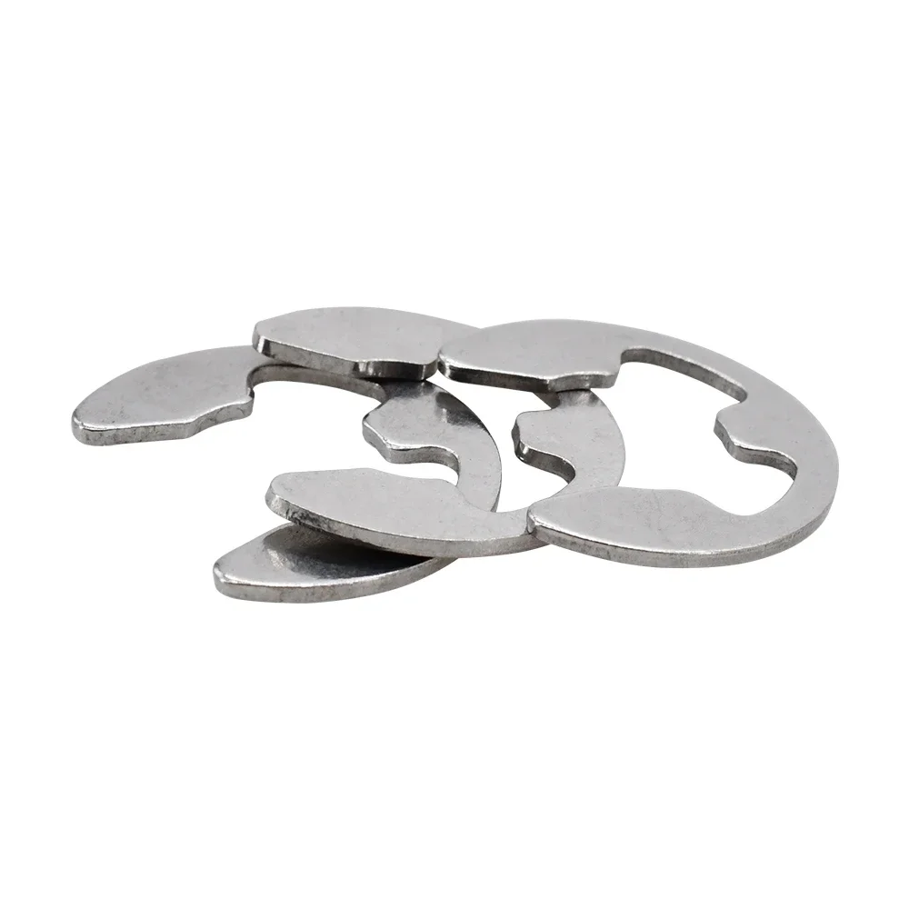 E Circlip Eje Anillo de retención externo Arandela de clip Juntas de clip de acero al carbono de acero inoxidable para espaciadores de sujetadores de eje - imagen 5