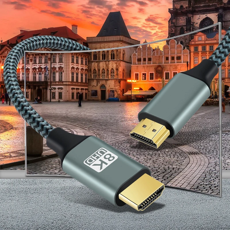 Cable trenzado 8K HDMI 2,1, 8K @ 60Hz, 4K @ 120Hz, 48Gbps, EARC ARC HDCP Ultra HDR para vídeo, PCV, Compatible con portátil Pro, 3m/10 pies, 5m/17 pies, 2m/6 - imagen 2