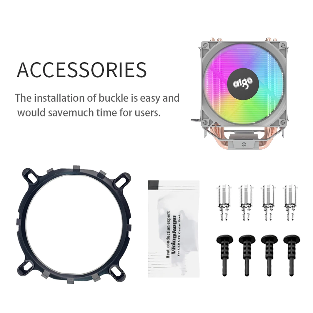Aigo ICE CPU Cooler 2 4 6 tubos de calor PC radiador PWM 3PIN 90mm CPU refrigeración ventilador Rgb silencioso para Intel 1700 1150 1156 1366 1155 AMD - imagen 4