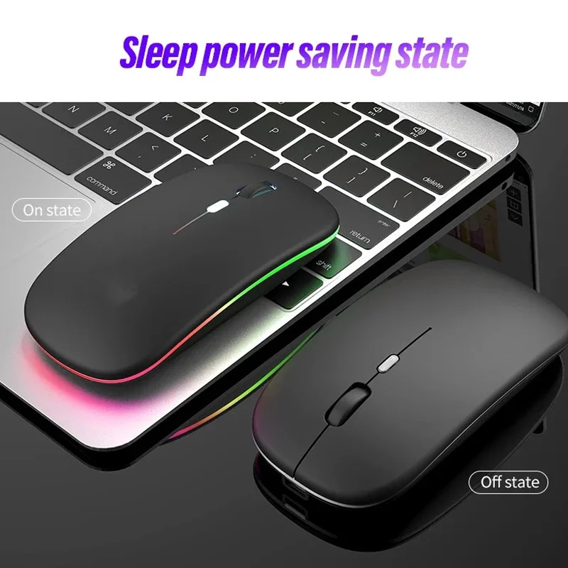 Ratón inalámbrico LED, recargable por USB, compatible con Bluetooth, RGB, silencioso, ergonómico, con retroiluminación, para ordenador portátil, PC y ipad - imagen 5