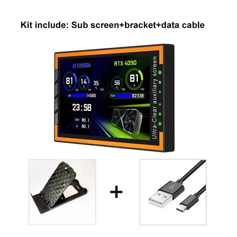 Angitu-carcasa de USB-C para ordenador, subpantalla IPS de 3,5 pulgadas, visualización completa, monitoreo de estado, AIDA gratuita - imagen 3