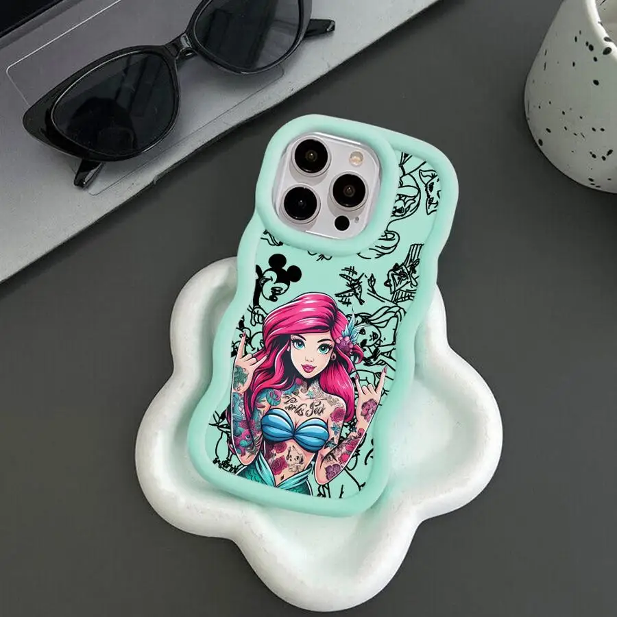 Funda de princesa Ariel con tatuaje de Disney para iPhone 14 11 XR 15 Plus 16 Pro Max X 12 13, funda suave para teléfono - imagen 5