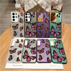 Funda de teléfono con mariposa de dibujos animados para Samsung Galaxy S25 Note 20 Ultra S24 FE S25Edge S21 S20 Plus S23 Ultra S22 S23
