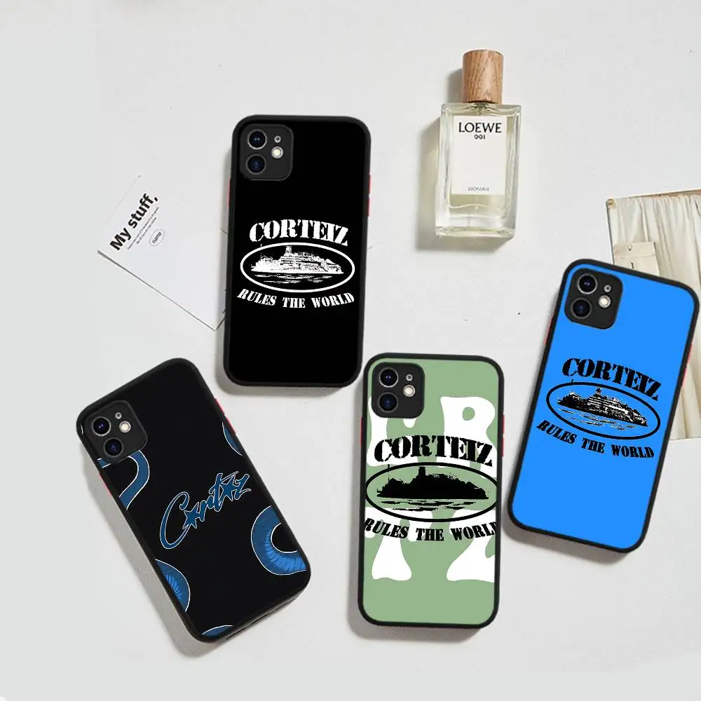 Funda de silicona C-Corteizs de moda novedosa para IPhone 16 15 14 13 12 11 Pro Max Plus X XS MAX cubierta mate a prueba de golpes